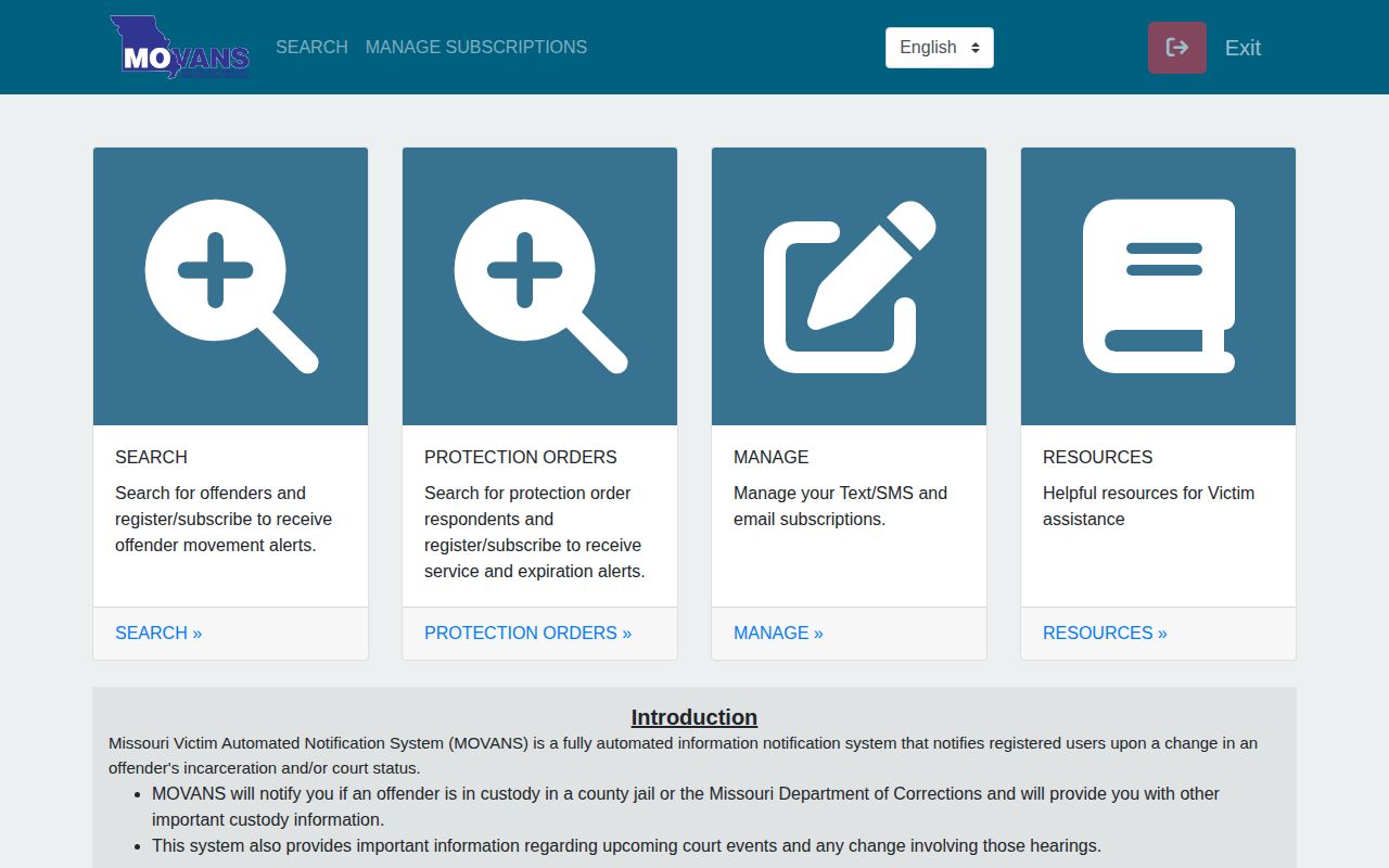 Pulaski County MOVANS inmate search and release notification portal